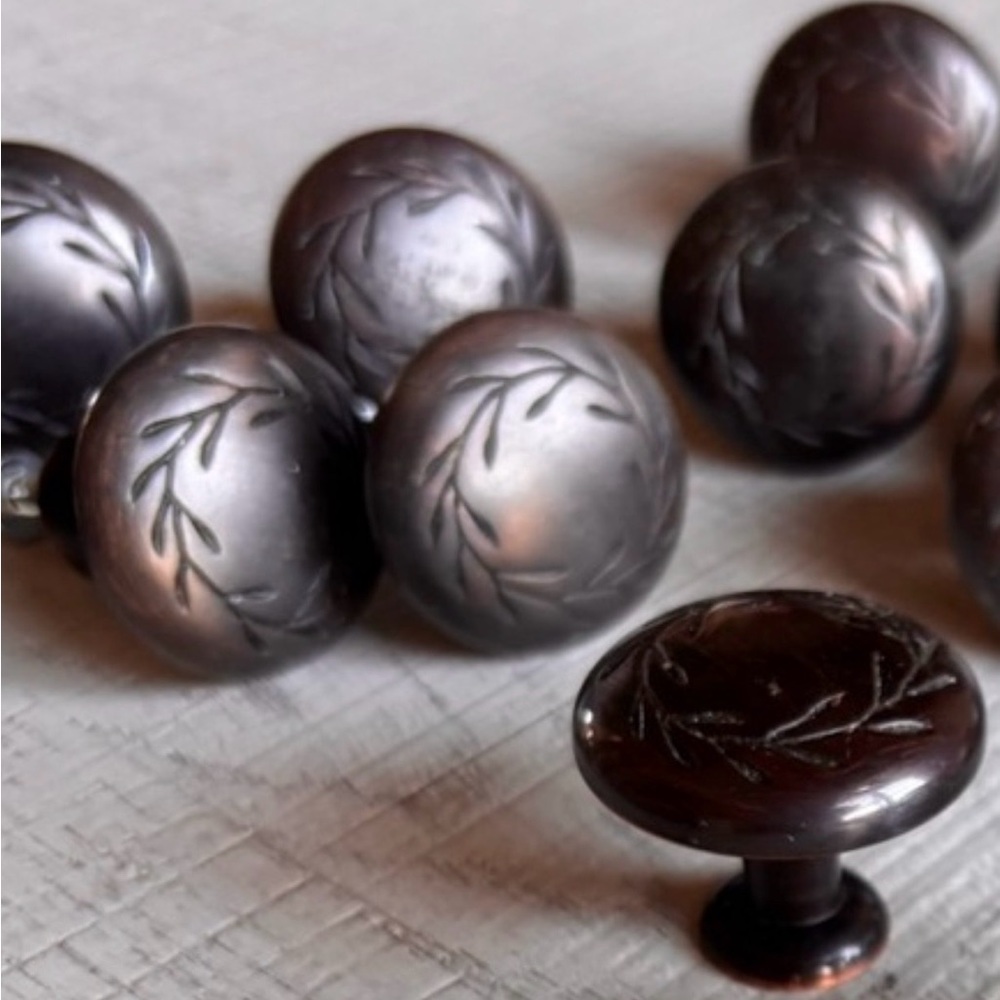 Decorative Round Cabinet Knobs in Dark Bronze Finish
